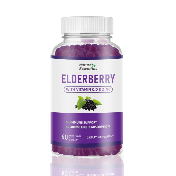 Sambucus Elderberry Gummies Zinc Supplements Gummies for Adults & Kids with Vitamins C Vitamin D3 Gluten Free Sugar Free Natural Berry Flavor